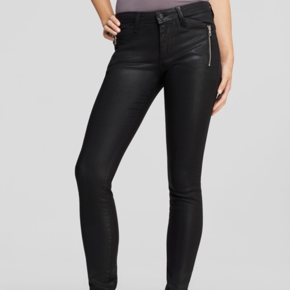 Joe's Jeans Coated Rollin Zip Skinny In Jet Black